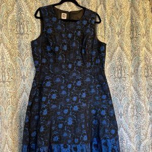 Black dress with royal blue flowers size 16
